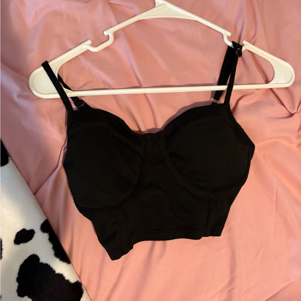 Black Bustier Crop Top